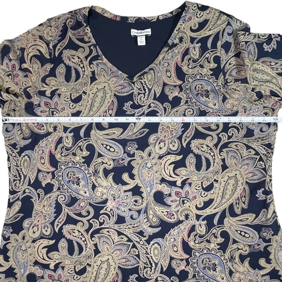 Croft & Barrow plus size 2x 3/4 sleeves floral paisley layered vneck blouse EUC - Picture 10 of 13